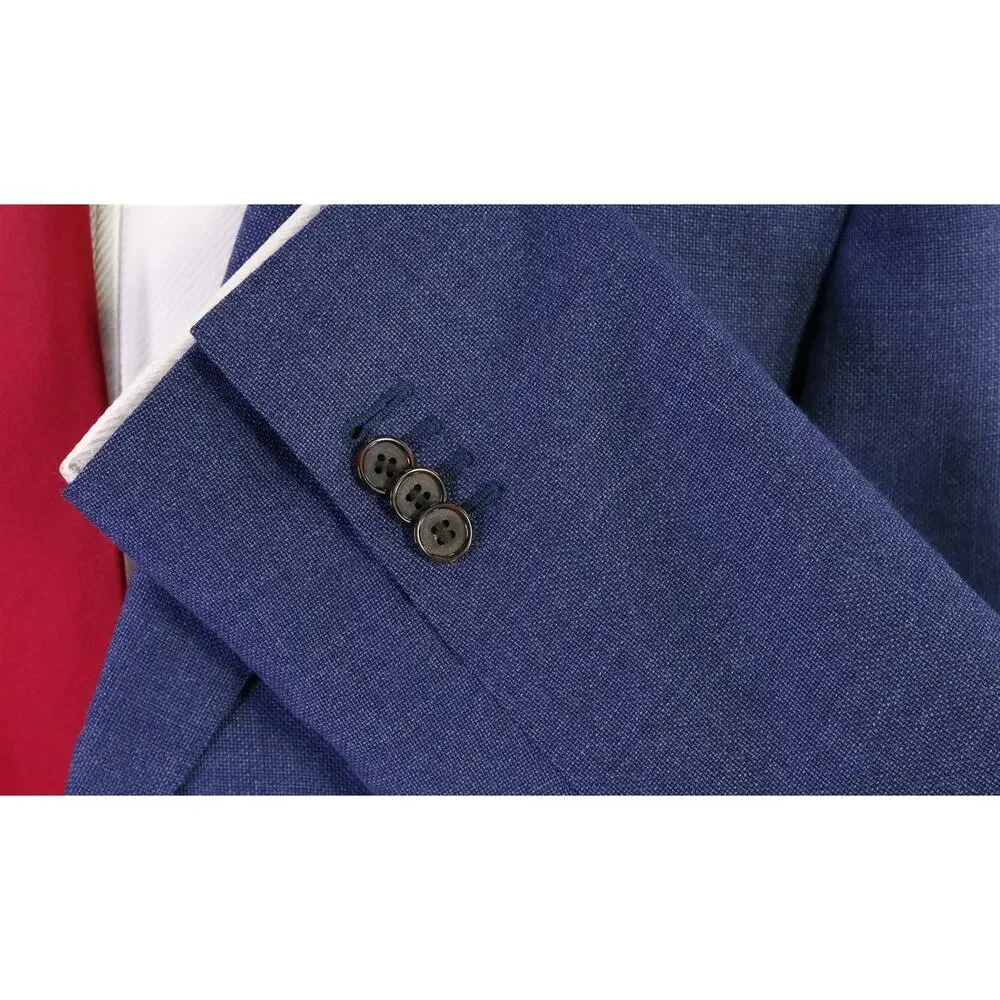 Suitsupply Havana Royal Blue Knit Woven Wool Patch Pocket 2-Btn Suit 44R